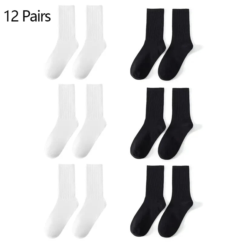Cotton Crew Socks – Breathable Solid Color for Men Casual Streetwear