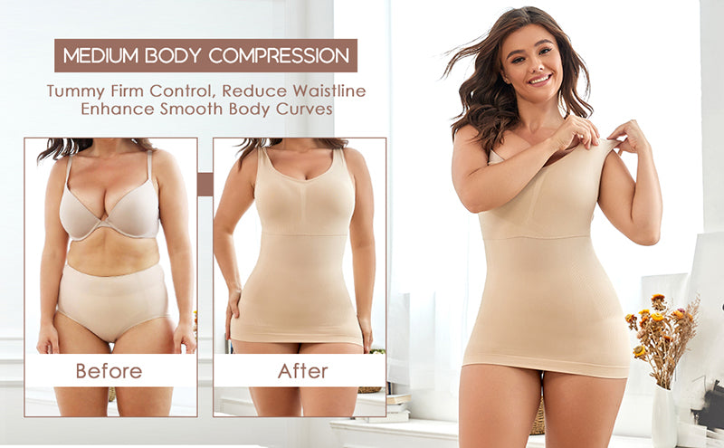 Plus Size Shaper Cami – Built-in Bra Compression Tank for Tummy Control