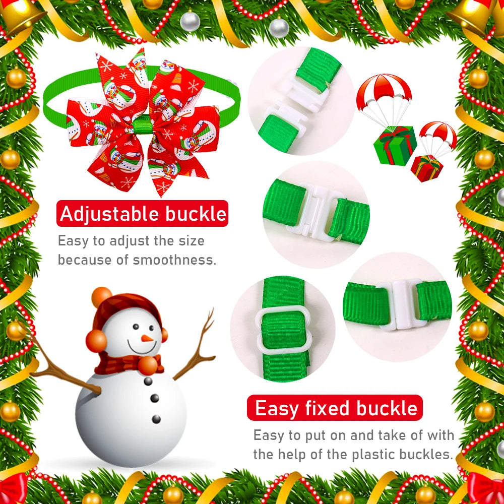 Adjustable Christmas Dog Bow Ties – Festive Holiday Pet Costume Accessories