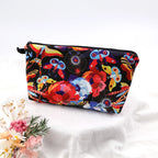 Floral Zipper Makeup Bag – Portable Travel Cosmetic Organizer for Women