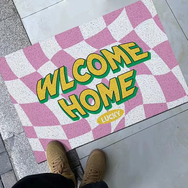 PVC Chessboard Grid Doormat – Anti-Slip Entrance Rug for Home Decor