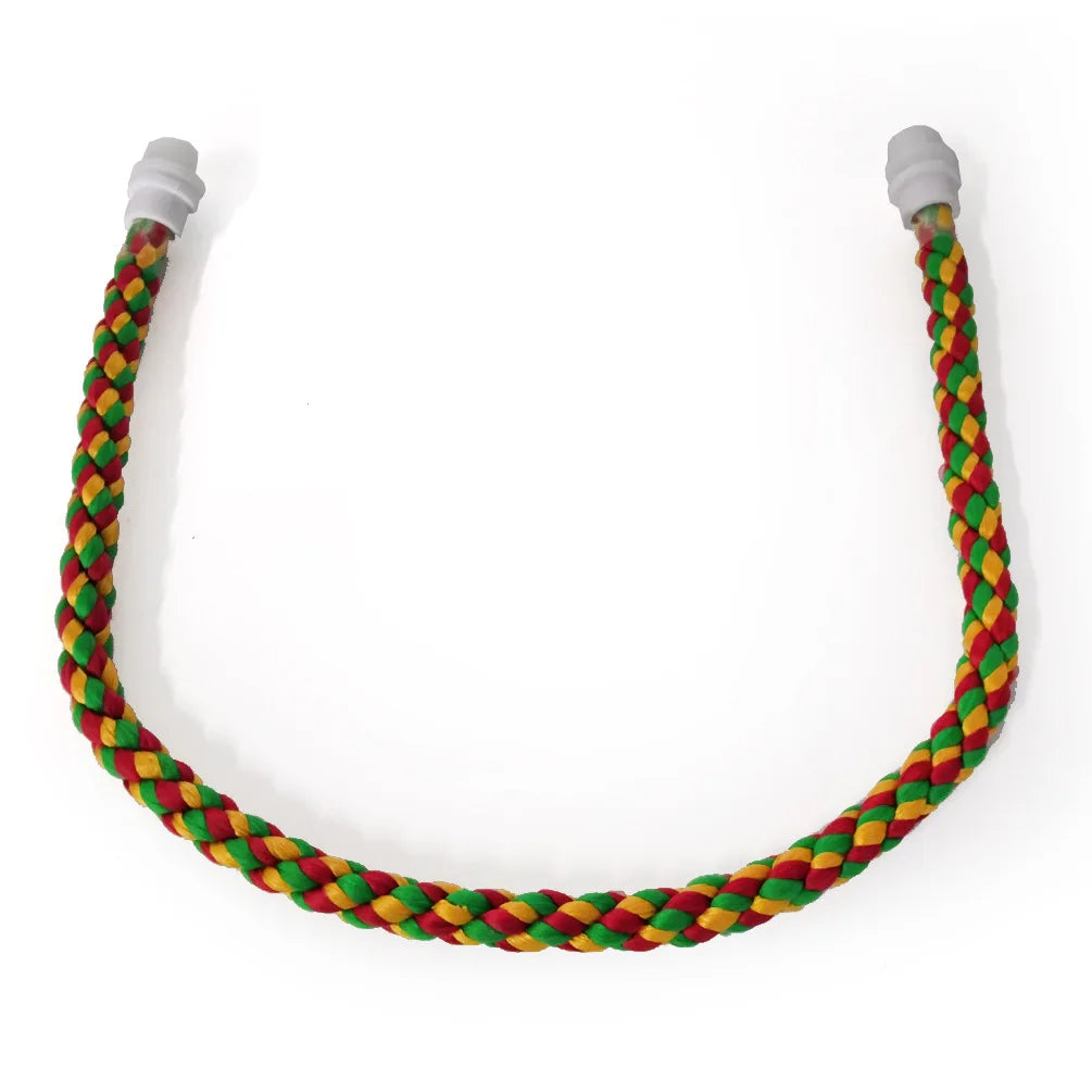Woven Rope Parrot Toy – Bendable Multi-color Chew Perch for Parakeets