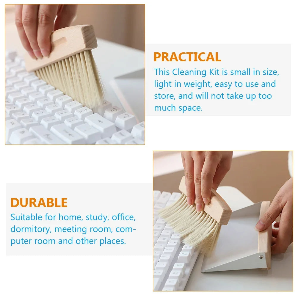 Mini Natural Wood Window Brush Set – Small Handheld Sweeper for Home Kitchen