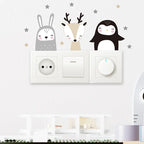 Cartoon Animal Switch Stickers – Cute Boho Wall Decals for Kids Nursery