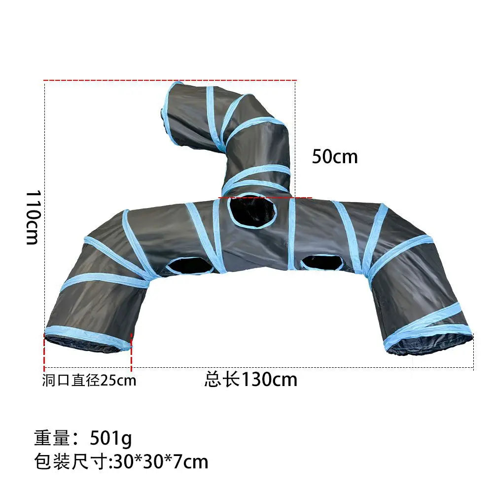 Foldable Rainbow Pet Tunnel – Multi-Exit Interactive Toy for Active Cats