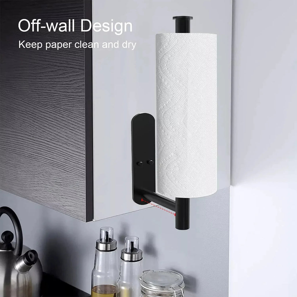 Adhesive Paper Towel Holder – Wall Mounted Rack for Kitchen and Bathroom