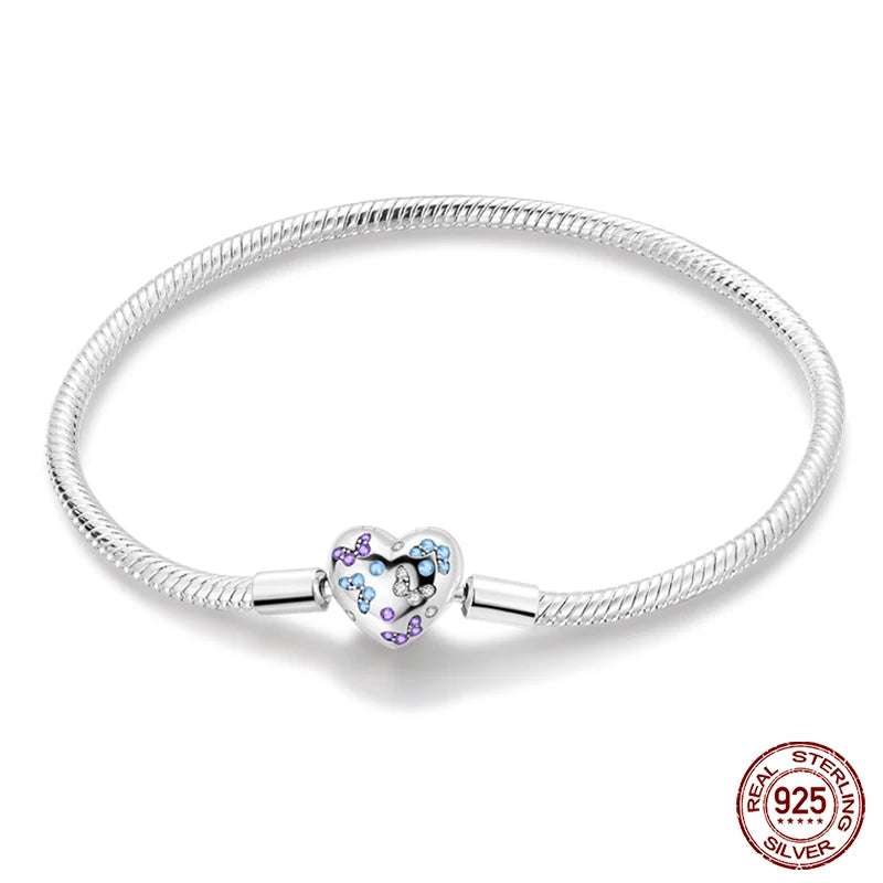 925 Sterling Silver Charm Bracelet – Adjustable Green Zircon for Birthday Gifts