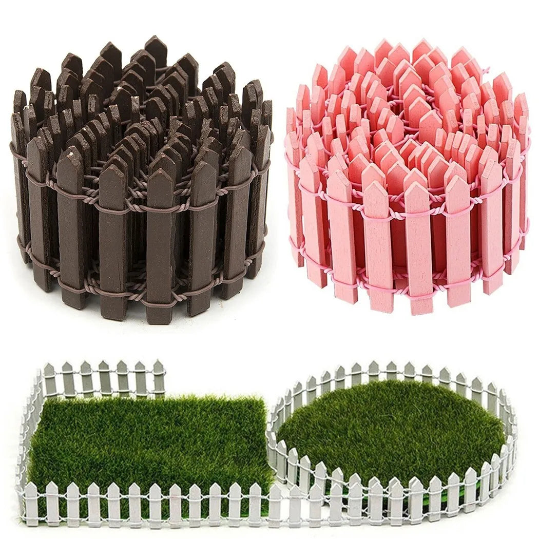 Mini Wooden Picket Fence – 100cm Garden Edging for Fairy Landscapes and Crafts