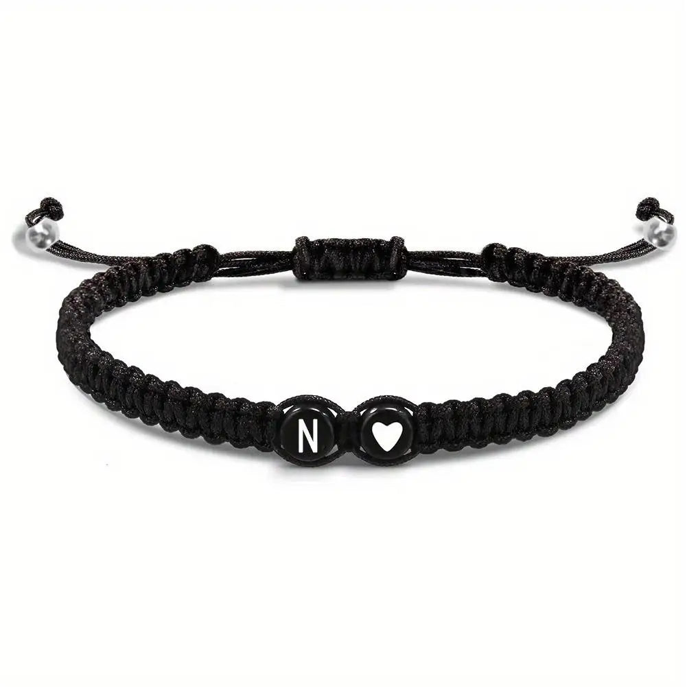 Initial Heart Braided Bracelet – Adjustable A-Z Friendship Jewelry for Gifts