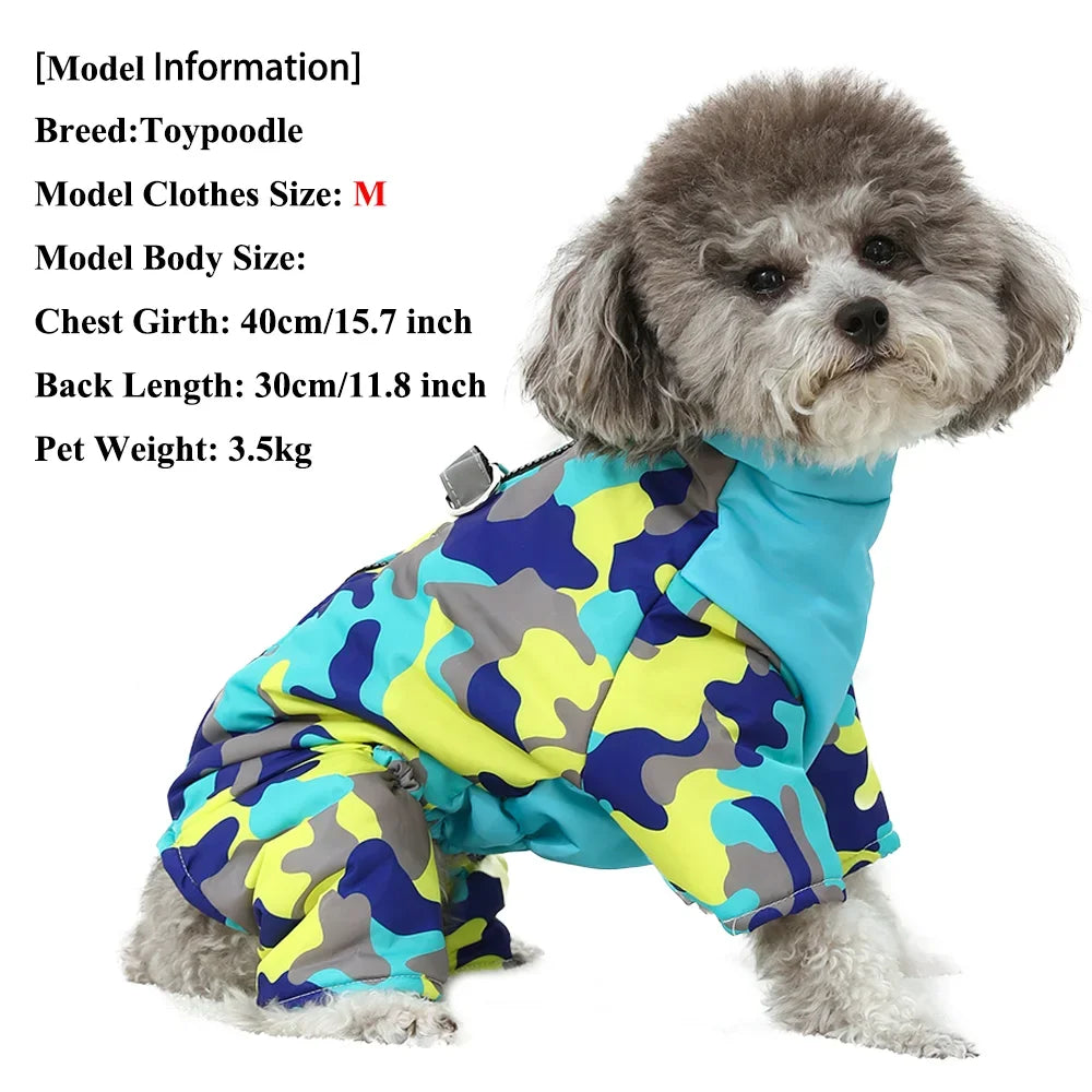 Waterproof Camouflage Dog Jumpsuit – Reflective Winter Coat for Small Medium Dogs