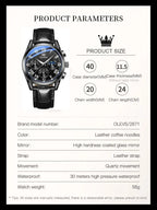 Leather Quartz Watch – Waterproof Noctilucent Timepiece for Business Men