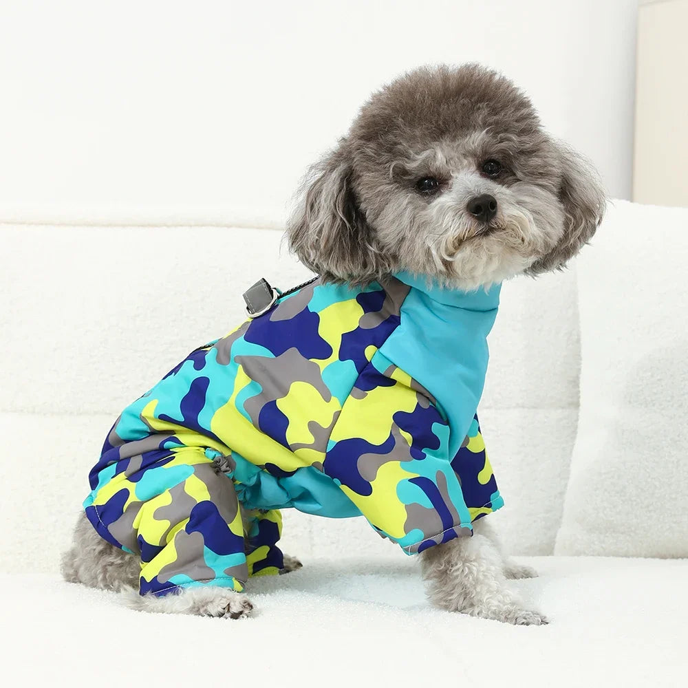Waterproof Camouflage Dog Jumpsuit – Reflective Winter Coat for Small Medium Dogs