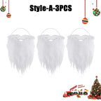 Faux White Santa Beard – Plush Costume Accessory for Kids and Adults