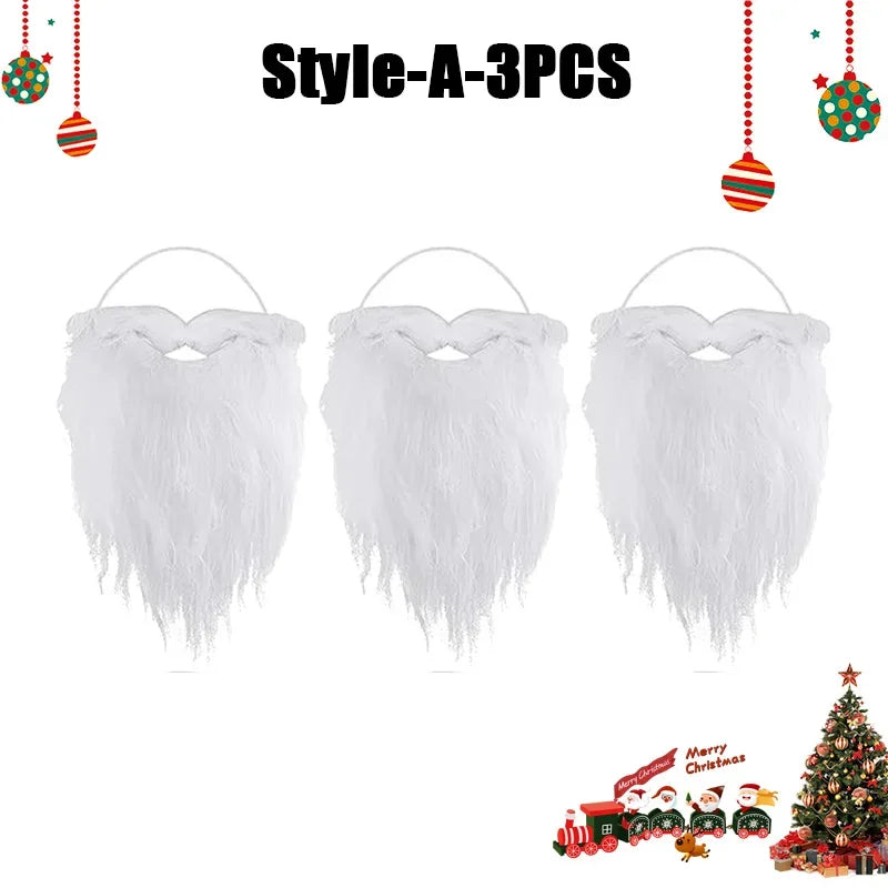 Faux White Santa Beard – Plush Costume Accessory for Kids and Adults