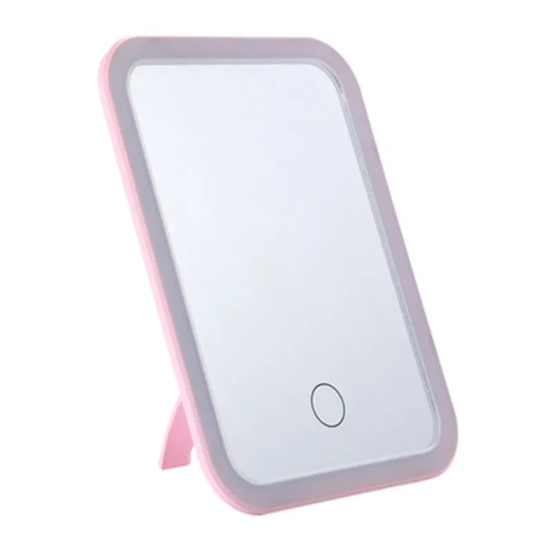 LED Touch Screen Makeup Mirror – Foldable Cosmetic Light for Daily Vanity
