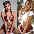 Plaid Schoolgirl Uniform – Lingerie Set for Halloween Cosplay