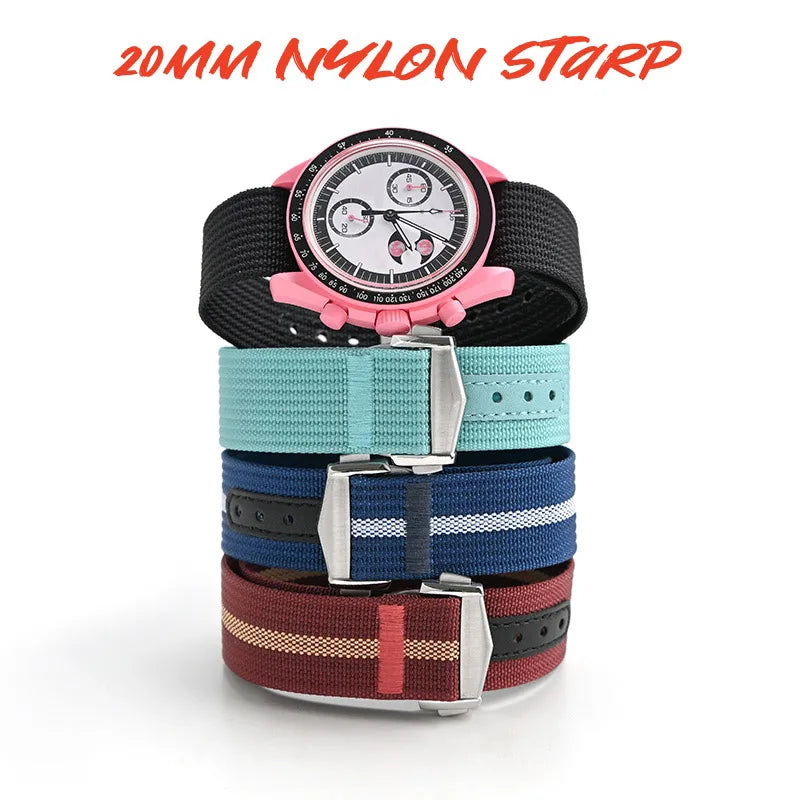 20mm Nylon Watch Strap – Durable Sport Bracelet for Swatch x Omega MoonSwatch