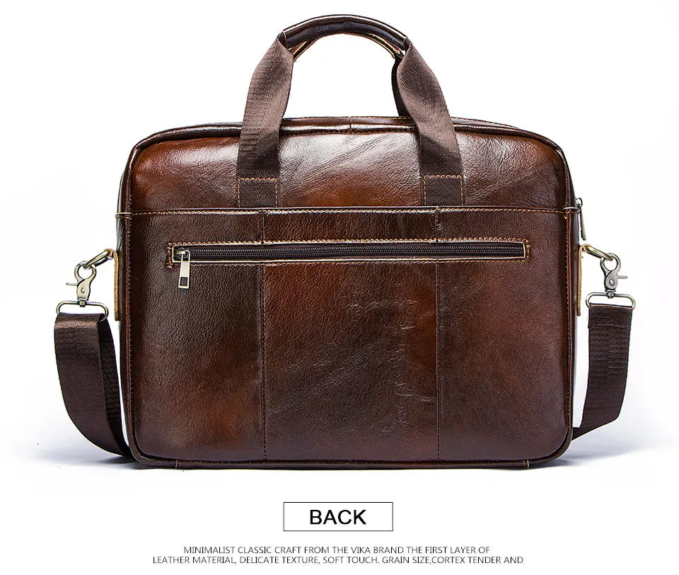 Genuine Leather Men Briefcase – Professional Laptop Messenger for Business
