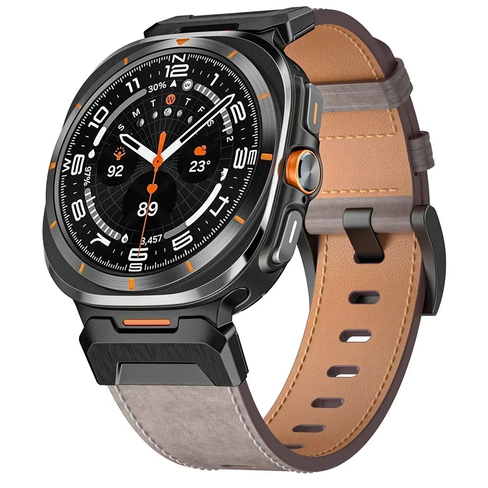 Luxury Leather Watch Band – 47mm Replacement Strap for Samsung Galaxy Ultra