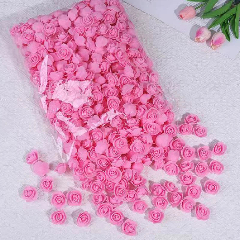 Mini PE Foam Rose Heads – Artificial Flowers for DIY Wedding Party Decor