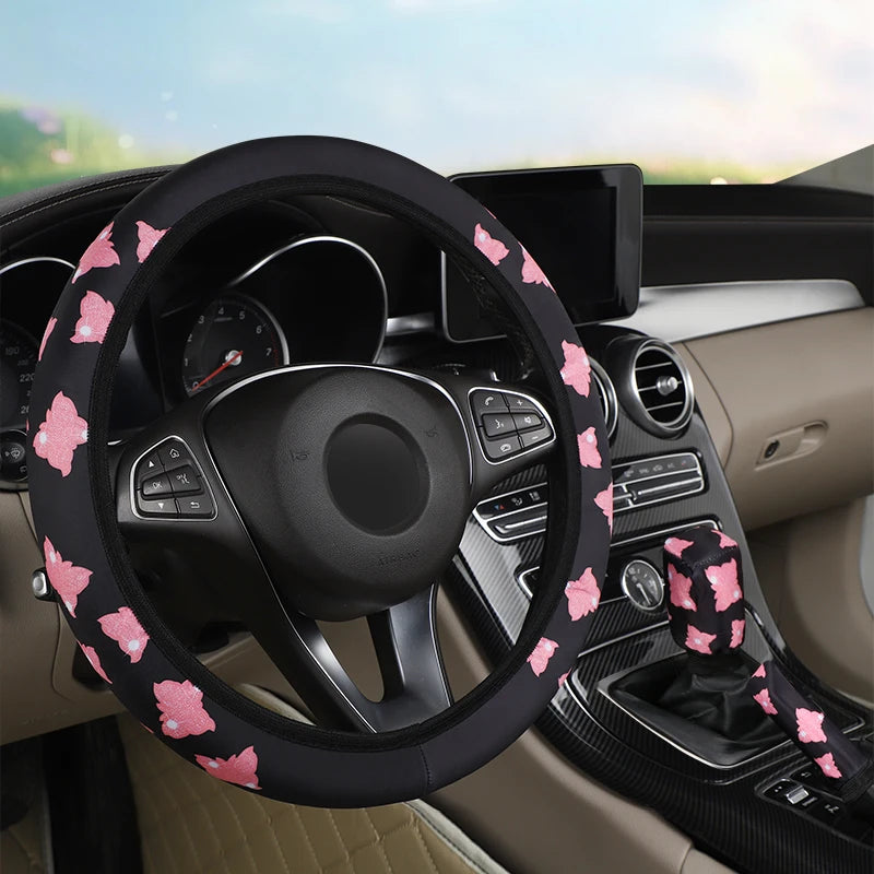 Butterfly Steering Wheel Cover Set – Car Interior Decor for Women