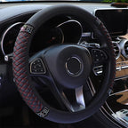 Diamond-Studded Leather Steering Wheel Cover – 38cm Grip for Car Interior