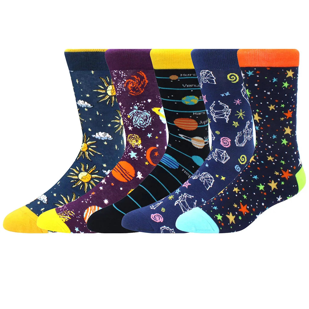 Combed Cotton Crew Socks – Novelty Patterned Casual Apparel for Men and Women