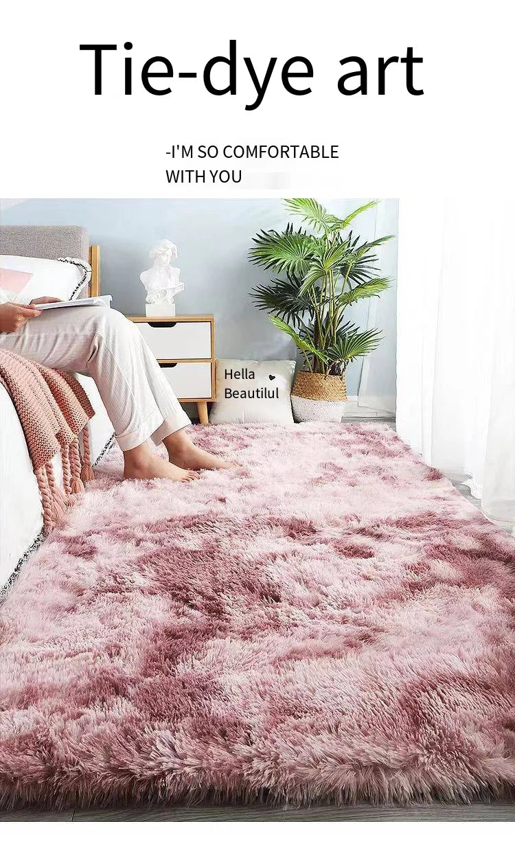 Silk Wool Shaggy Area Rug – Non-Slip Soft Plush Mat for Bedroom Decor