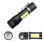 USB Rechargeable Mini Flashlight – Zoomable COB Torch for Camping and Emergency