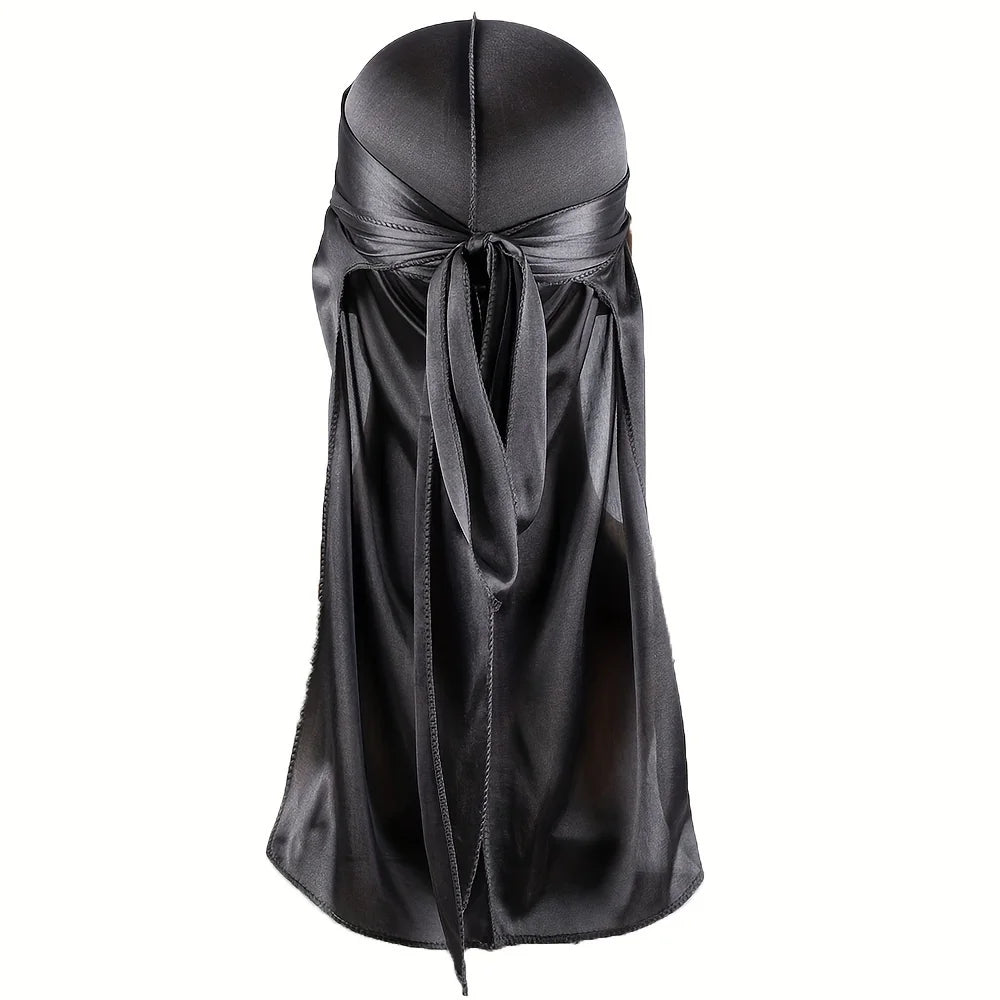 Silky Durag Headwrap – Long Tail Wave Cap for Men Hair Maintenance