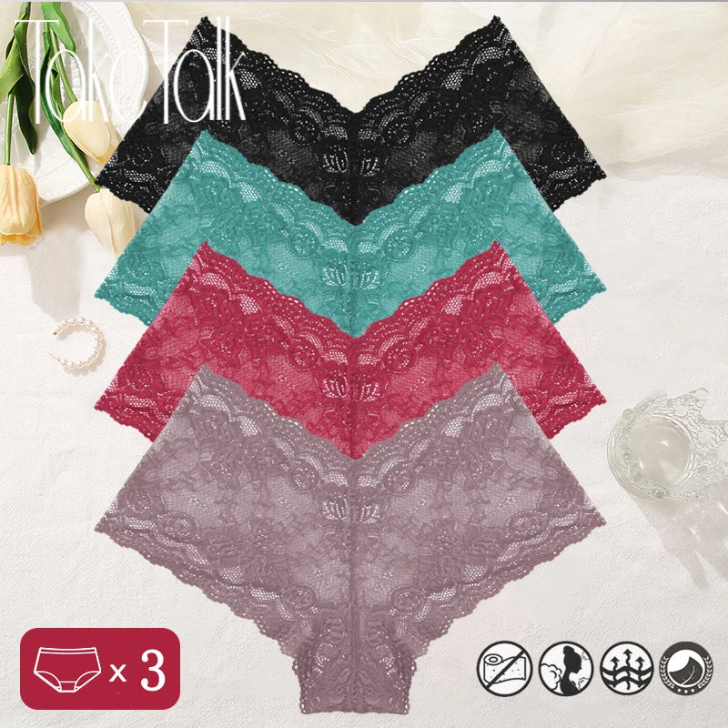 Floral Lace Panties – Sexy V-Waist Breathable Underwear for Women