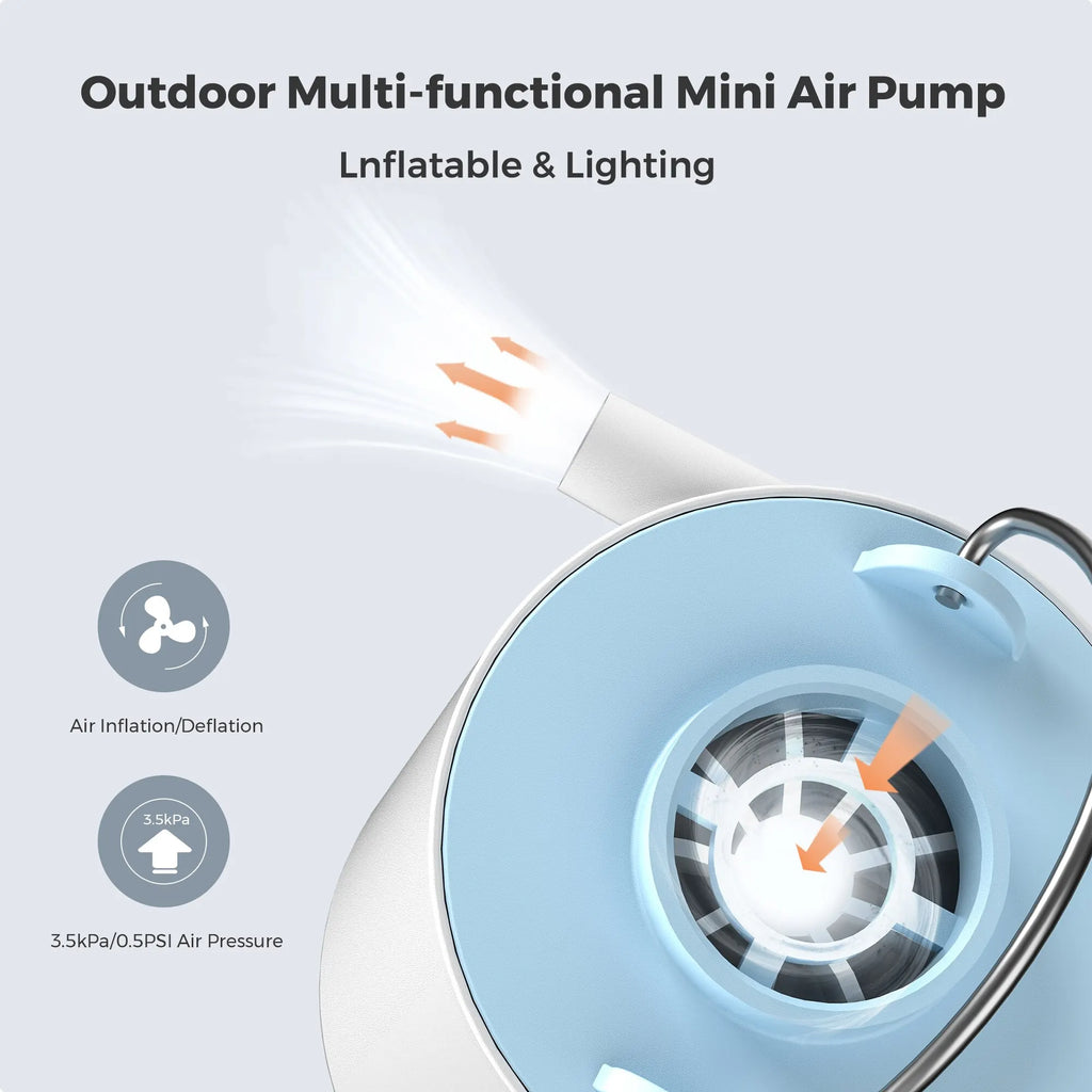 Portable Electric Air Pump – Rechargeable Camping Inflator for Air Mattresses