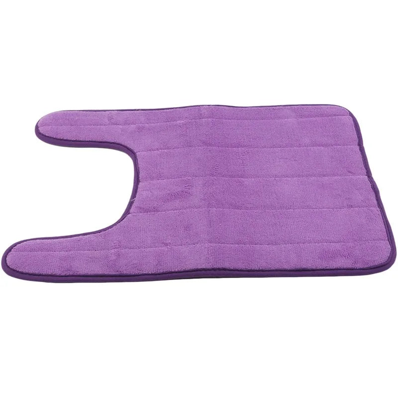 U-Shaped Memory Foam Bath Mat – Absorbent Non-Slip Rug for Bathroom Toilet