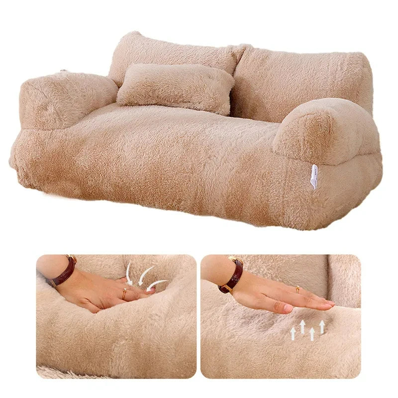 Plush Cat Bed Sofa – Warm Winter Nest for Small Dogs and Cats