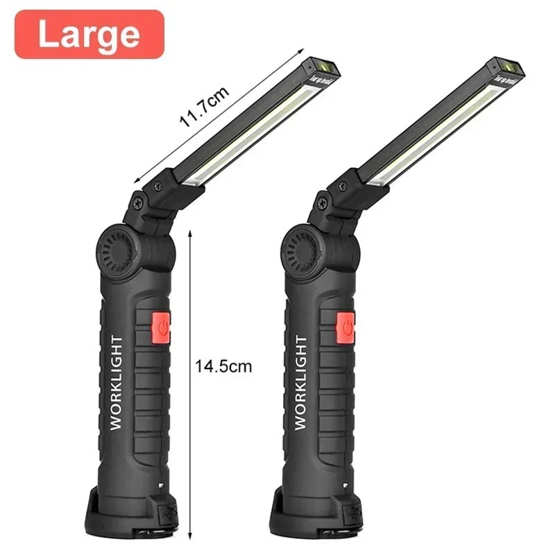 Rechargeable Magnetic Work Light – 360 Rotating Flashlight for Repair Camping
