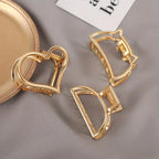 Gold Metal Heart Hair Claw Clips – Non Slip Geometric Barrettes for Daily Wear