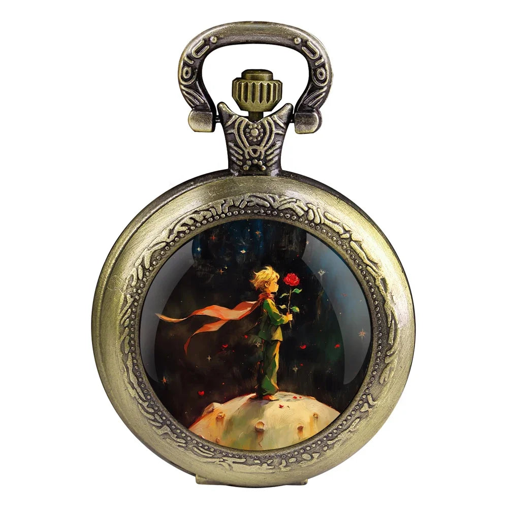 Prince and Rose Pocket Watch – Vintage Pendant Clock for Kids Men and Women