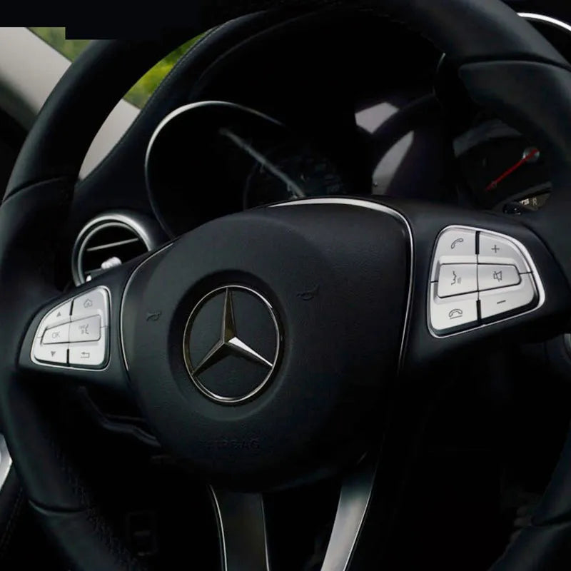 Steering Wheel Button Trim – Decorative Stickers for Mercedes Benz Interior