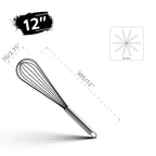 Stainless Steel Balloon Whisk – 8 10 12 Inch Wire Beater for Kitchen Cooking