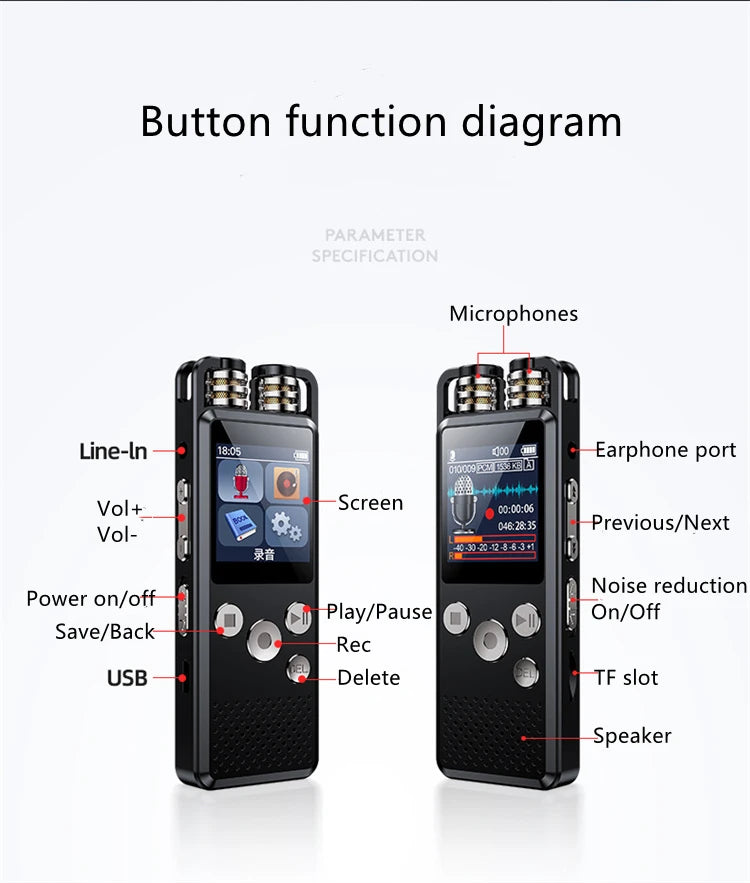 Digital Voice Recorder – Stereo PCM Dictaphone for Meetings and Transcription
