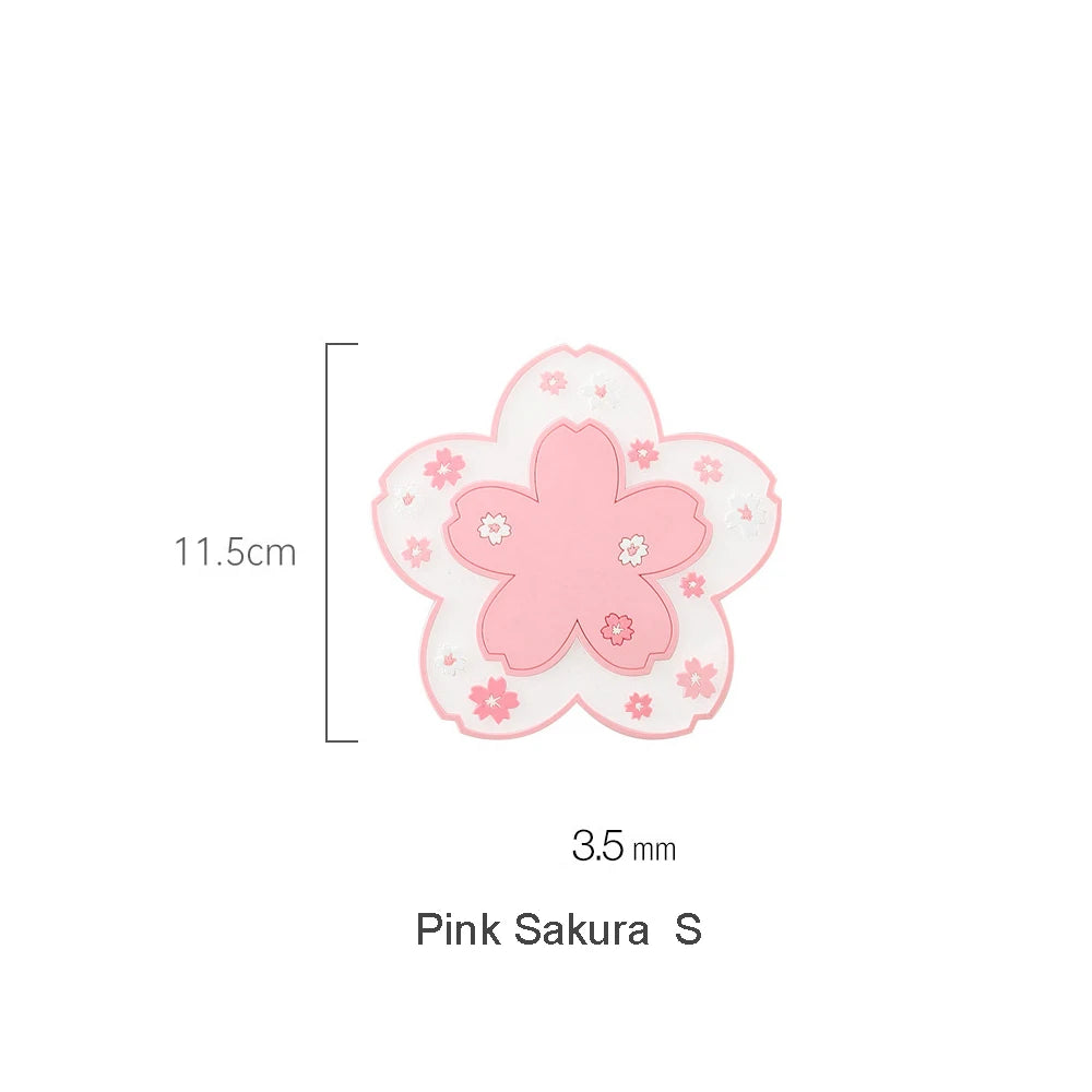 Sakura Cherry Blossom Coaster – Silicone Heat Insulation Mat for Tea Mugs