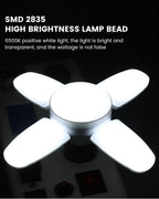 Foldable LED Fan Bulb – Adjustable 28W Ceiling Light for Garage and Warehouse