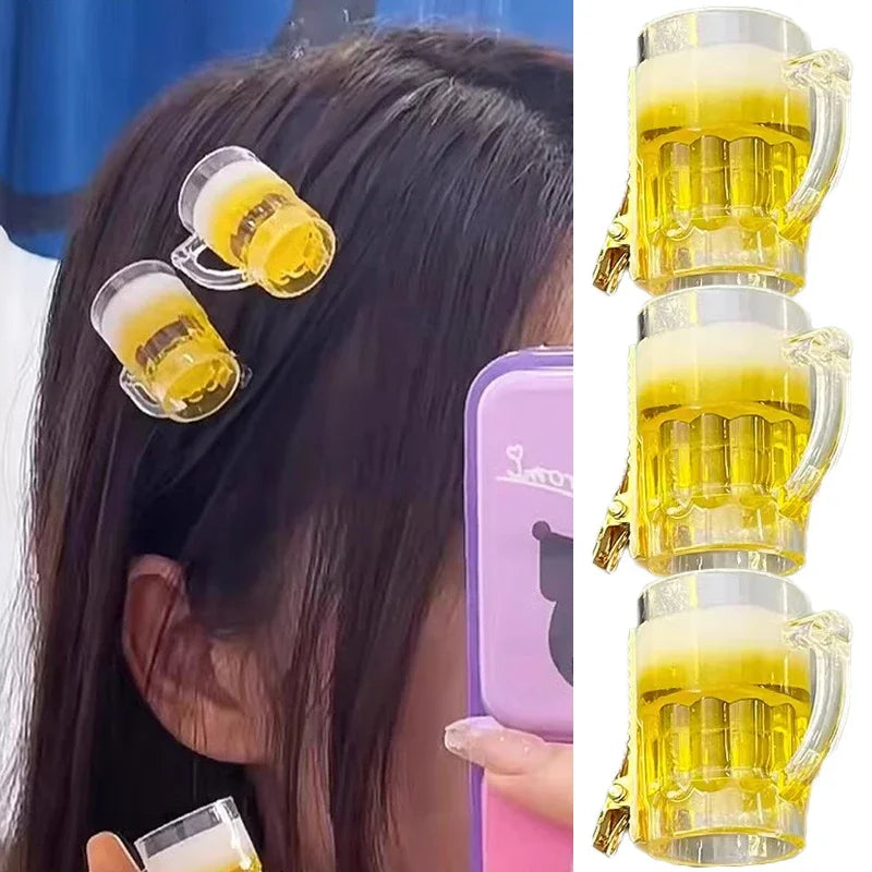 Beer Shaped Hair Clips – Creative Novelty Barrettes for Party Hairstyling