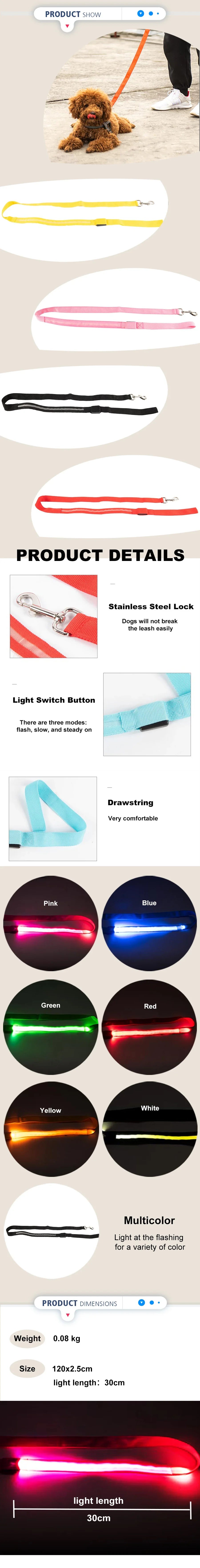 LED Flashing Dog Leash – Luminous Safety Rope for Night Walking