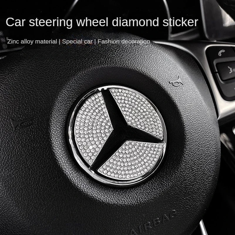 Crystal Steering Wheel Emblem – Diamond Sticker for Mercedes Benz Accessories