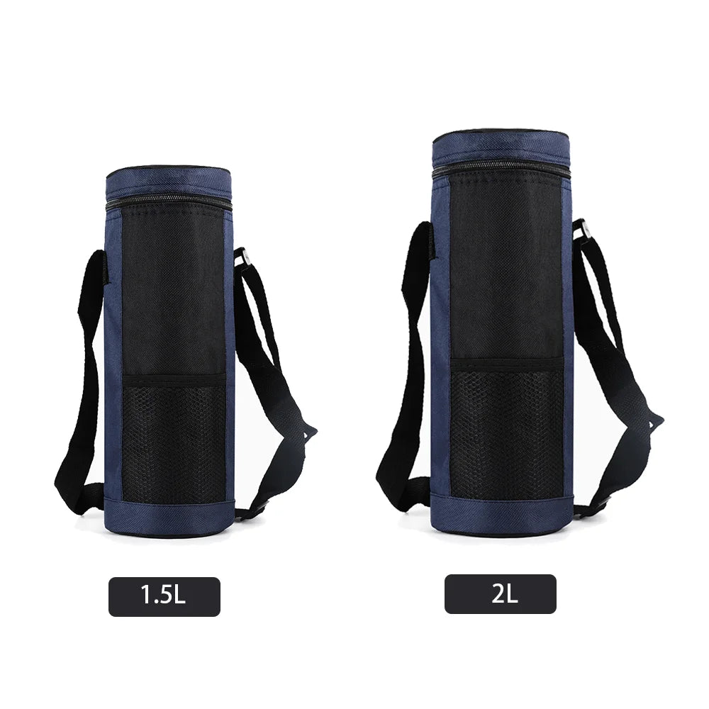Insulated Oxford Water Bottle Bag – 1L/2L Pouch for Hiking and Summer Travel