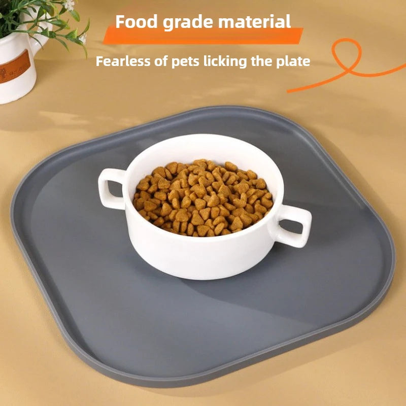 Silicone Cat Feeding Mat – Non-Slip Waterproof Tray for Pet Food Bowls
