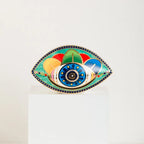 Ceramic Evil Eye Figurine – Lucky Amulet Ornament for Home Living Room Decor