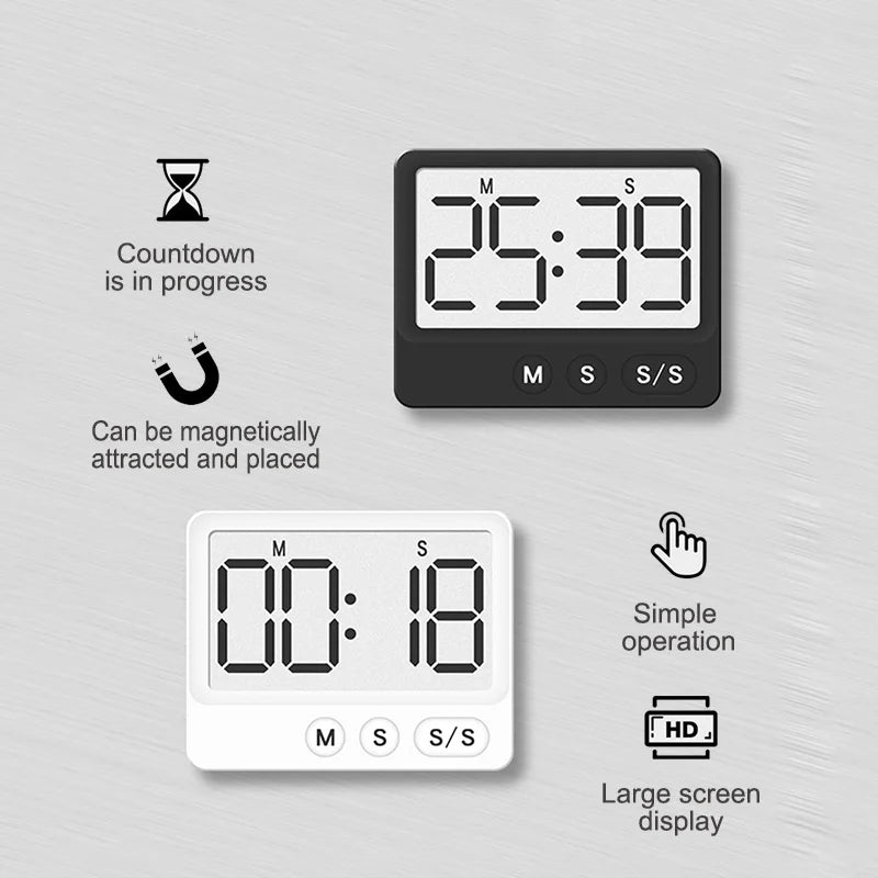 Digital Magnetic Countdown Timer – Large LCD Display for Kitchen and Study