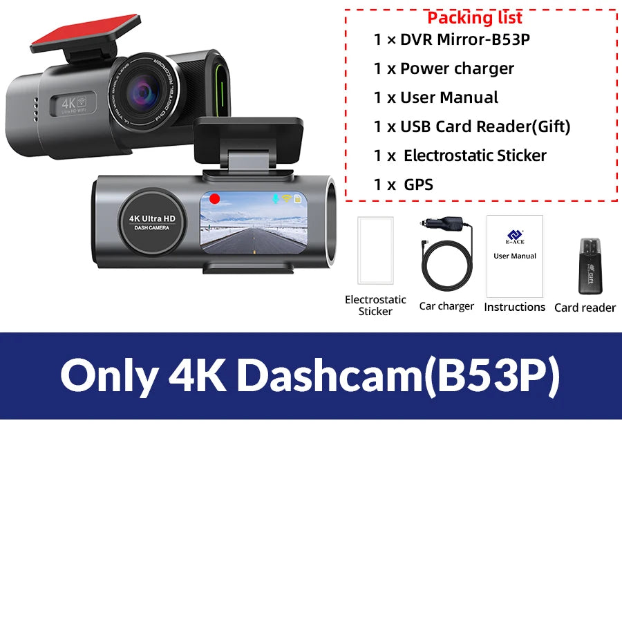 4K WiFi Dash Cam – GPS Night Vision Car DVR for Vehicle Security